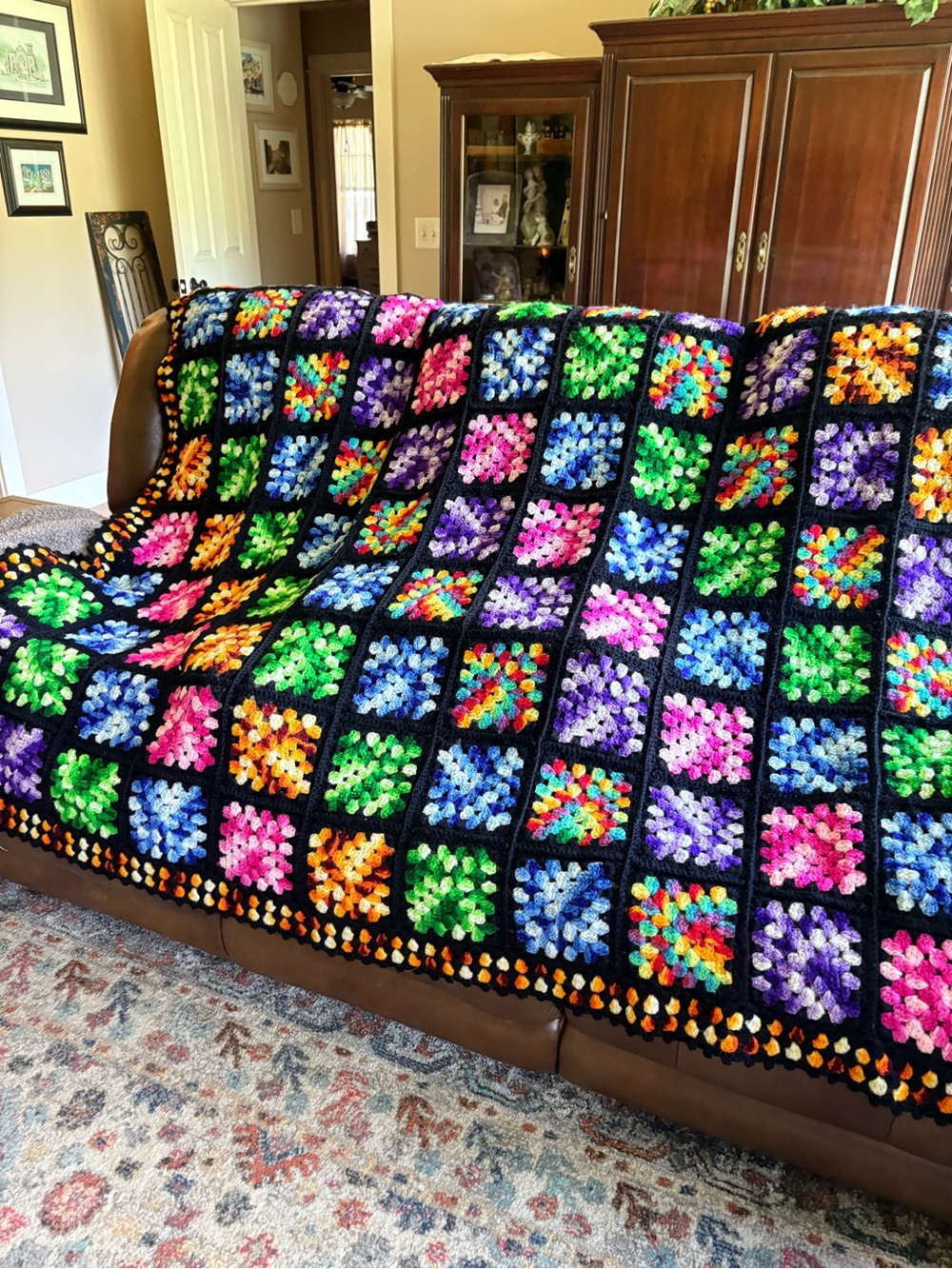 Handmade Granny SquareBlanket, 75in x 95in I’ll cover extra postage.